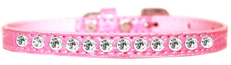 One Row Clear Jewel Croc Dog Collar Light Pink Size 10